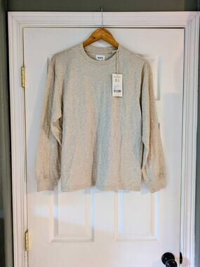 MATE The Label Organic Cotton Long Sleeve Tee Shirt Oatmeal S NWT